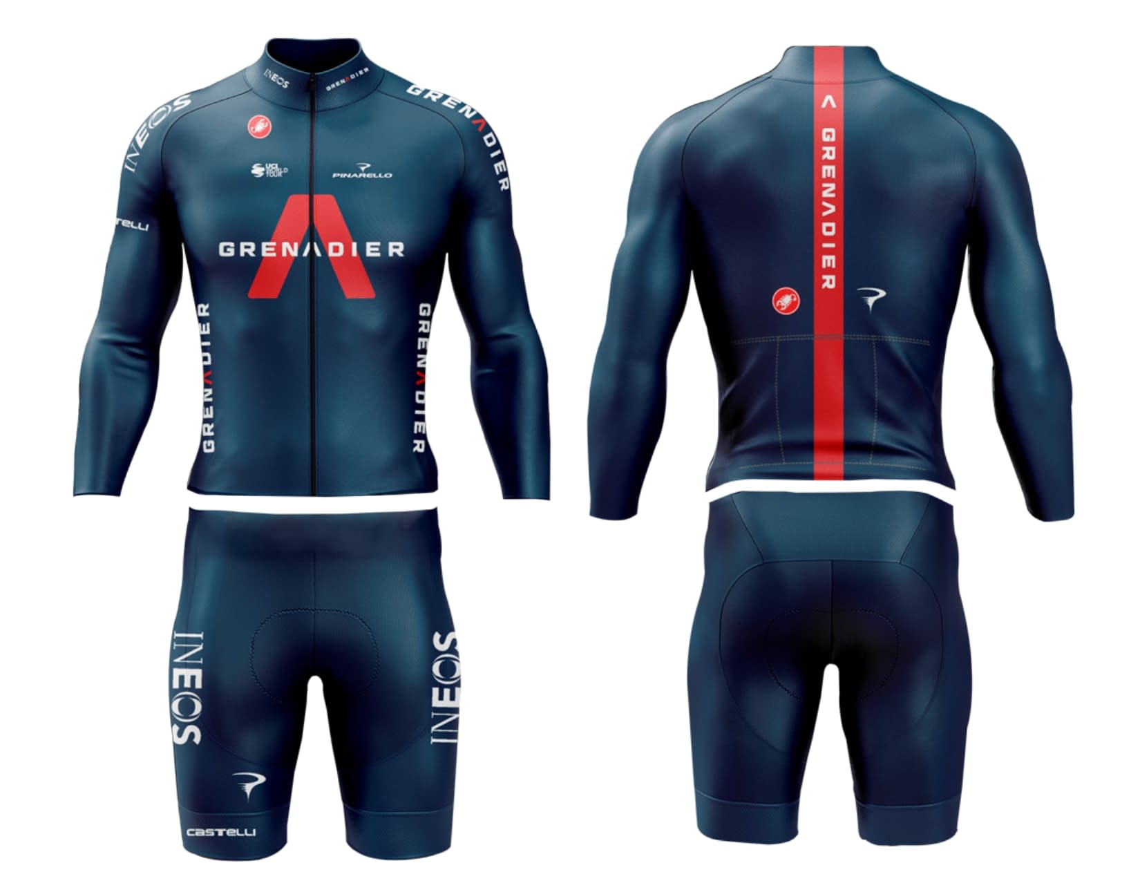 Uniforme Para Caballero Del Equipo Ineos Team Azul Oscuro Mercurin Colombia